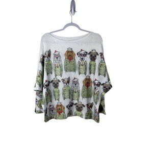Dijore Italian Loose Knit Sailor Dogs Dolman Top One Size